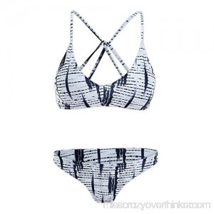 ZAFUL Women Striped Floral Strappy Bandage Criss Cross Bikini Sets 2PCS Swimsuits Beachwear B07BS5T41H